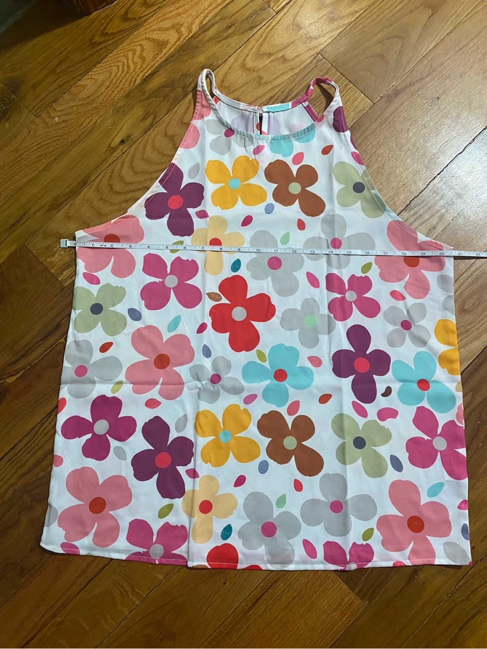 Sleeveless Floral Tank Top in White with Multi-Color Flowers